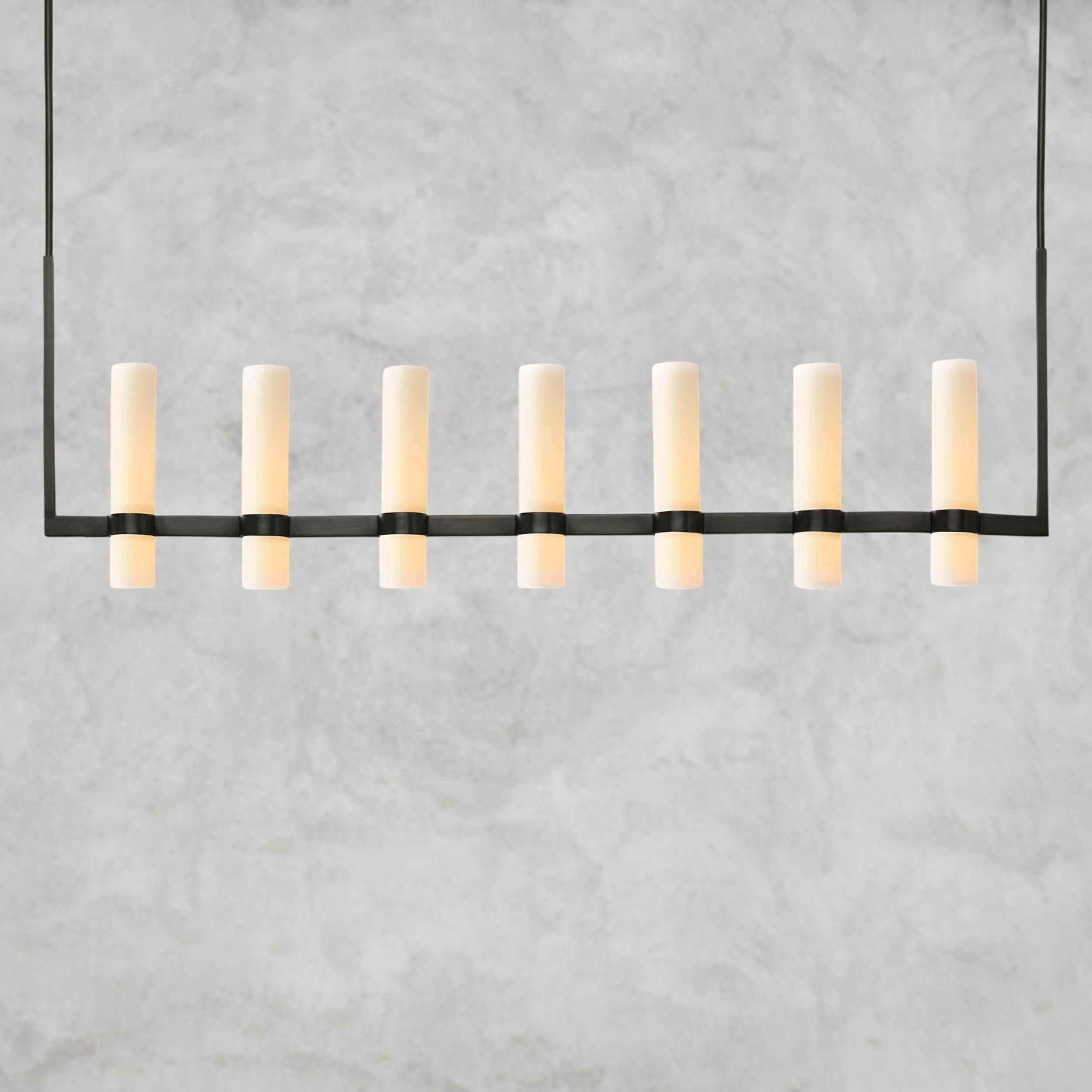 Ravelle Linear Milk Glass Chandelier 59", 71"